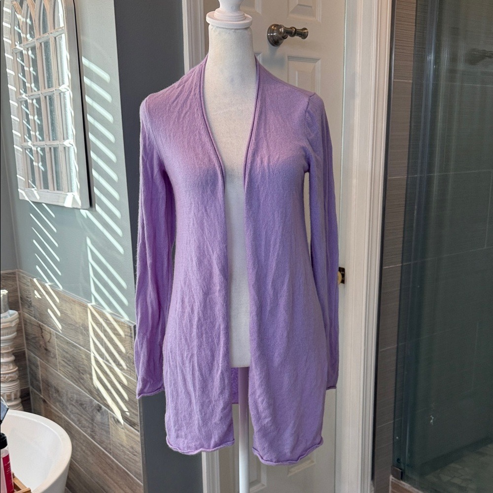 J. McLaughlin Soft‎ Pastel Purple Cashmere Open Front Cardigan Size Medium - Picture 2 of 9